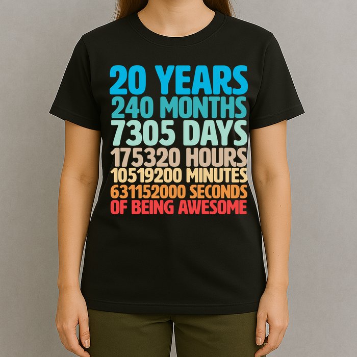 20 Years Of Being Awesome 20th Birthday Time Breakdown T-Shirt