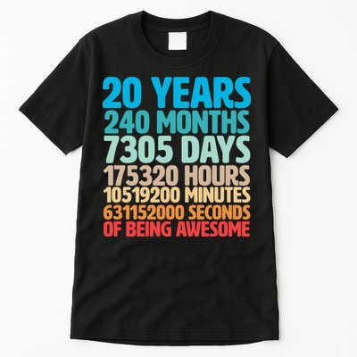 20 Years Of Being Awesome 20th Birthday Time Breakdown Tall T-Shirt