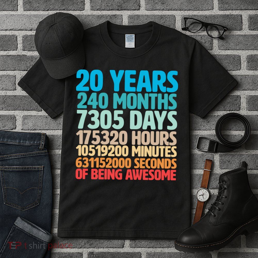 20 Years Of Being Awesome 20th Birthday Time Breakdown Tall T-Shirt