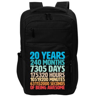 20 Years Of Being Awesome 20th Birthday Time Breakdown Impact Tech Backpack