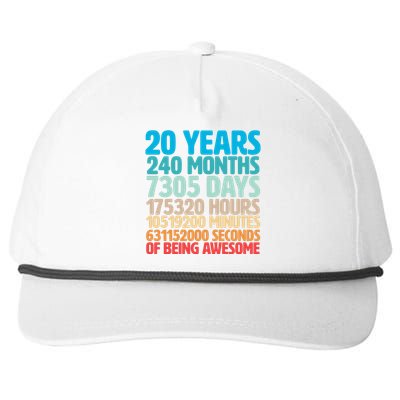 20 Years Of Being Awesome 20th Birthday Time Breakdown Snapback Five-Panel Rope Hat