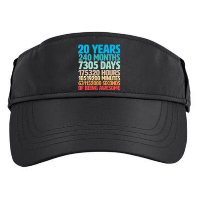 20 Years Of Being Awesome 20th Birthday Time Breakdown Adult Drive Performance Visor