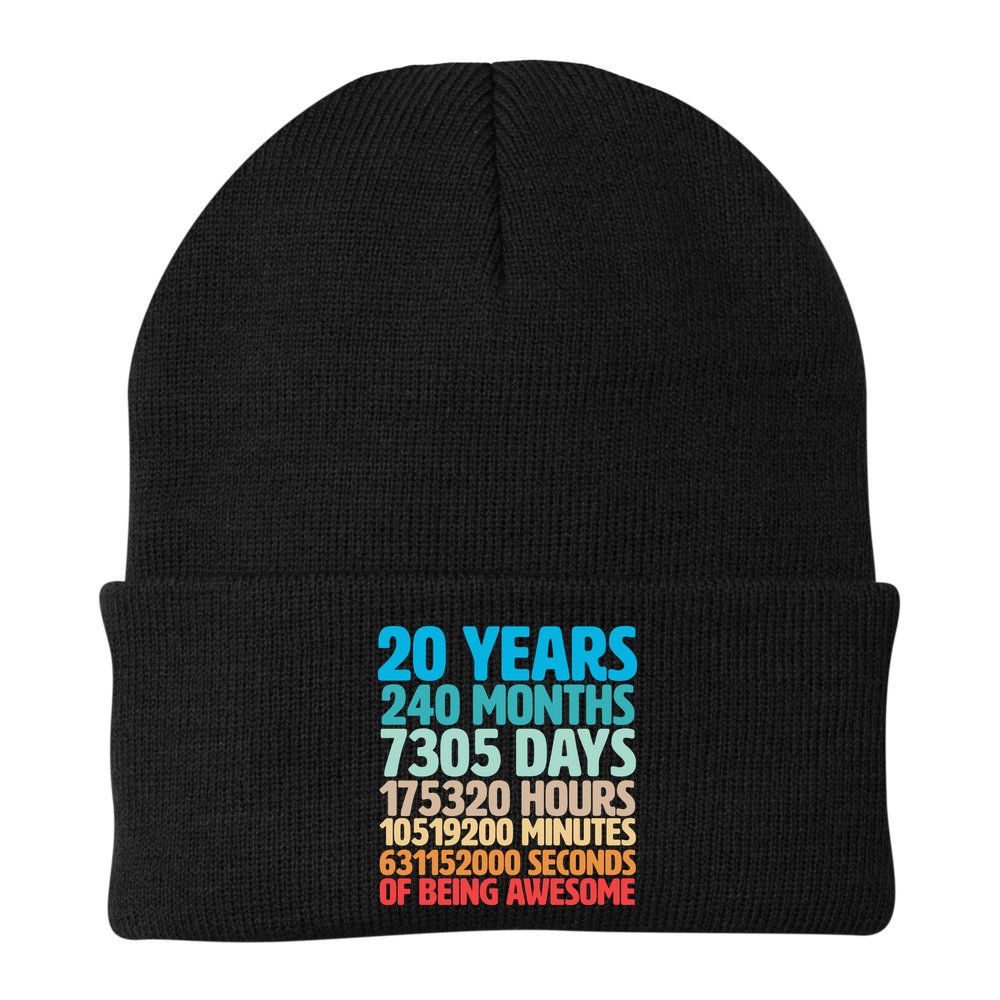 20 Years Of Being Awesome 20th Birthday Time Breakdown Beanie