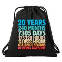 20 Years Of Being Awesome 20th Birthday Time Breakdown Drawstring Bag