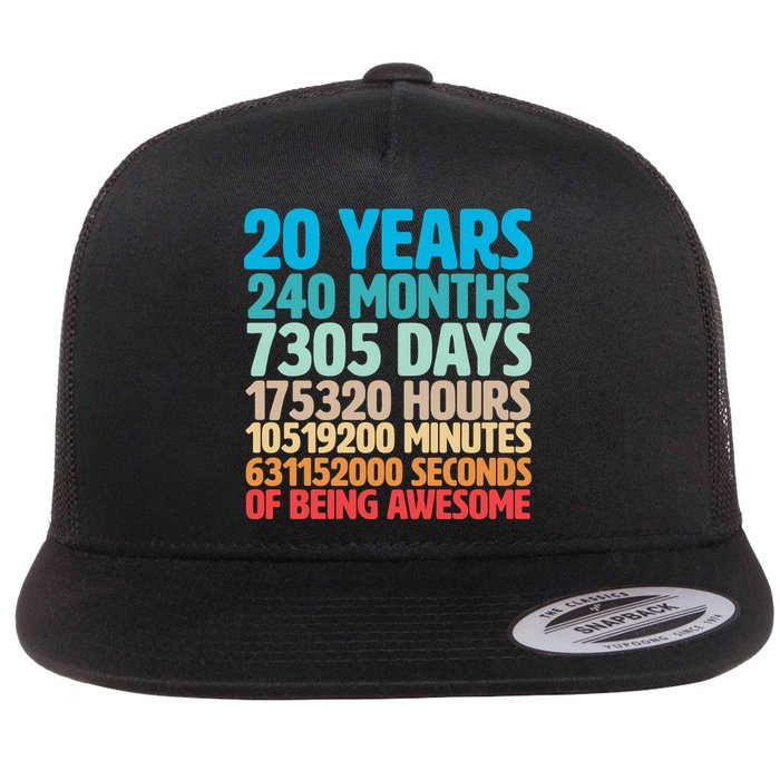 20 Years Of Being Awesome 20th Birthday Time Breakdown Flatbill Hat