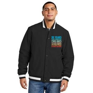 20 Years Of Being Awesome 20th Birthday Time Breakdown Insulated Varsity Jacket