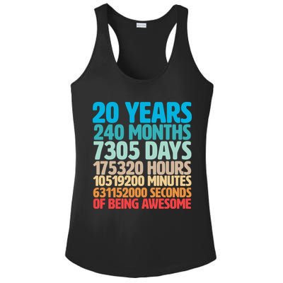 20 Years Of Being Awesome 20th Birthday Time Breakdown Ladies PosiCharge Competitor Racerback Tank