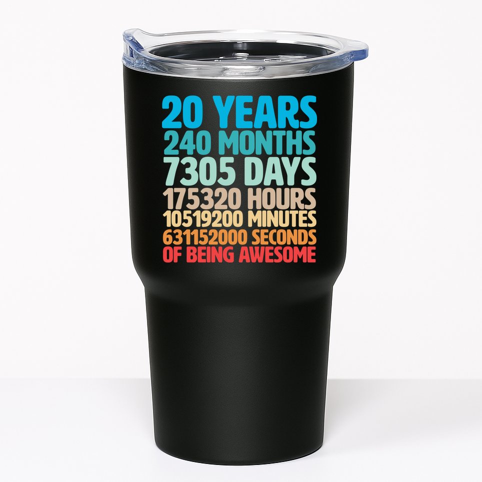 20 Years Of Being Awesome 20th Birthday Time Breakdown Tumbler