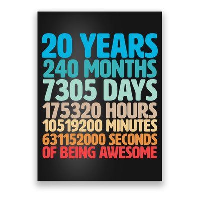 20 Years Of Being Awesome 20th Birthday Time Breakdown Poster