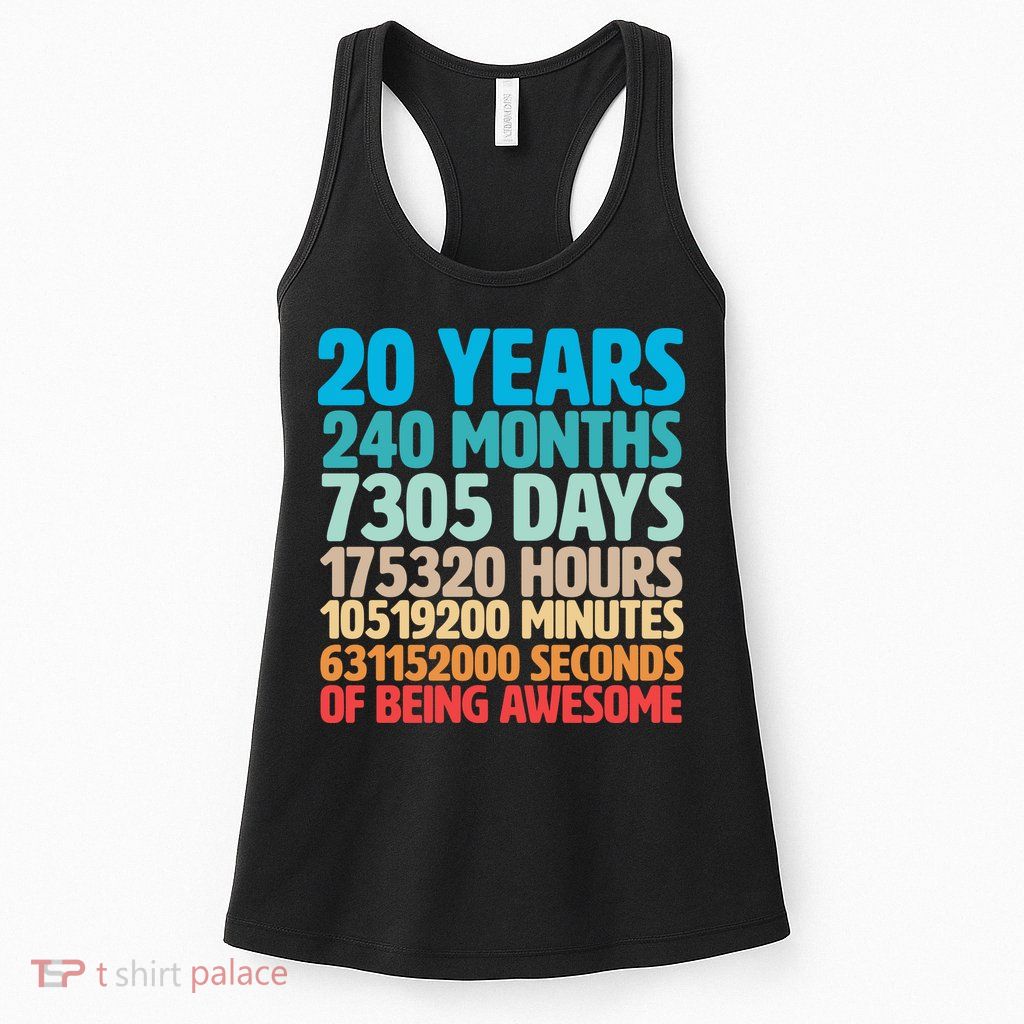 20 Years Of Being Awesome 20th Birthday Time Breakdown Womens Tank Top