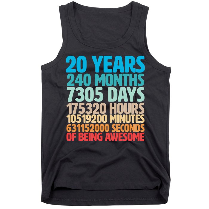 20 Years Of Being Awesome 20th Birthday Time Breakdown Tank Top
