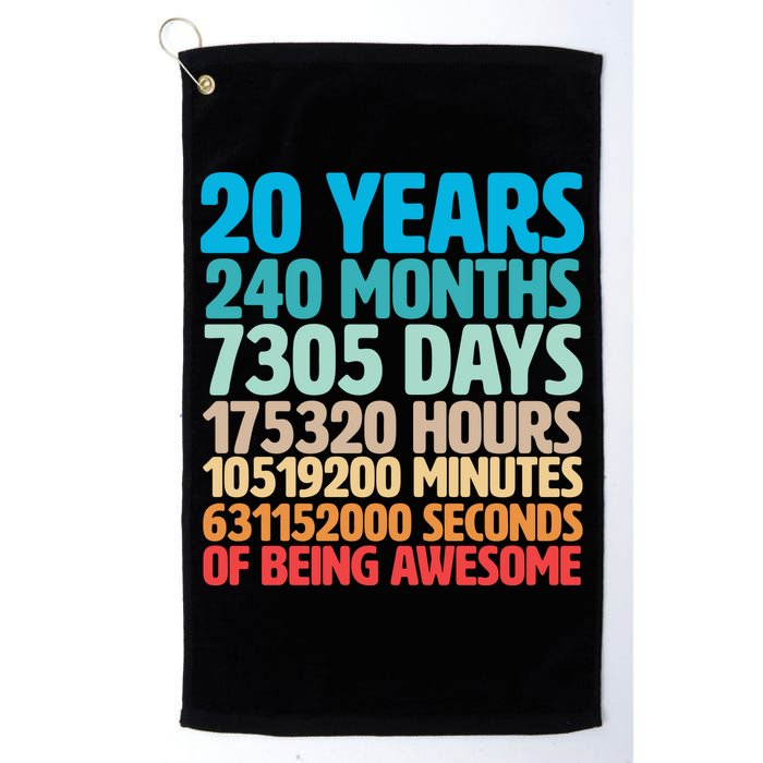 20 Years Of Being Awesome 20th Birthday Time Breakdown Golf Towel