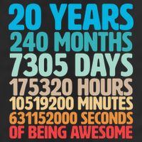 20 Years Of Being Awesome 20th Birthday Time Breakdown Golf Towel