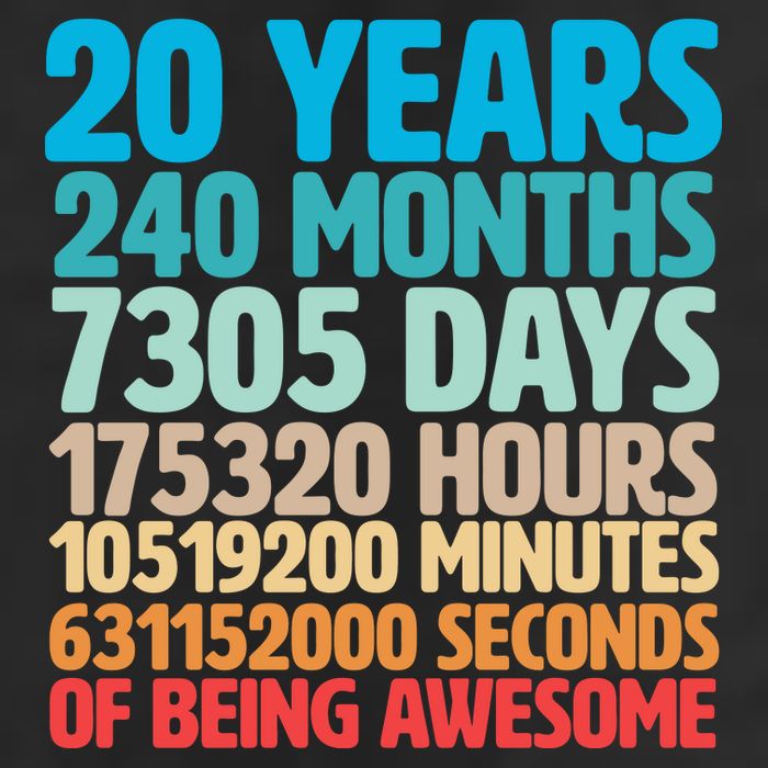 20 Years Of Being Awesome 20th Birthday Time Breakdown Golf Towel