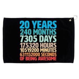 20 Years Of Being Awesome 20th Birthday Time Breakdown Grommeted Golf Towel