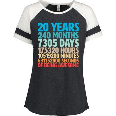 20 Years Of Being Awesome 20th Birthday Time Breakdown Enza Ladies Jersey Colorblock Tee