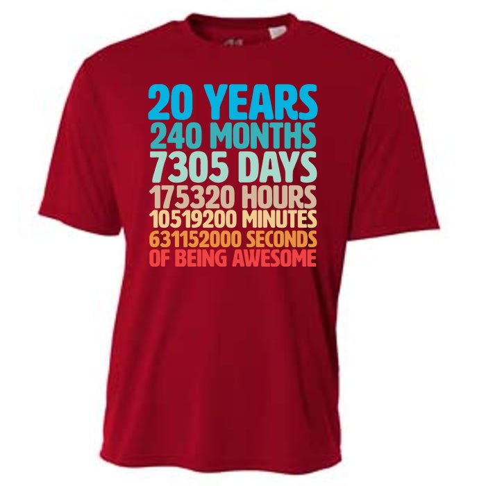 20 Years Of Being Awesome 20th Birthday Time Breakdown Cooling Performance Crew T-Shirt