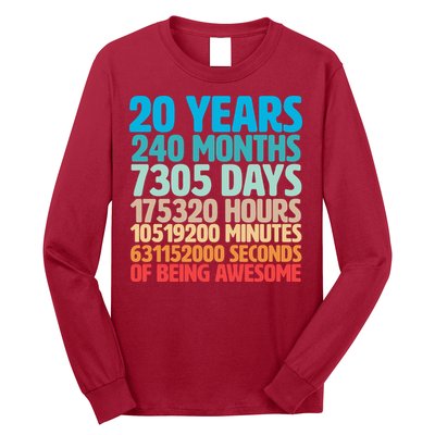 20 Years Of Being Awesome 20th Birthday Time Breakdown Long Sleeve Shirt