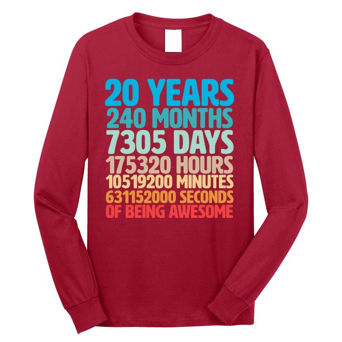 20 Years Of Being Awesome 20th Birthday Time Breakdown Long Sleeve Shirt