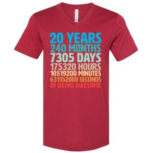 20 Years Of Being Awesome 20th Birthday Time Breakdown V-Neck T-Shirt