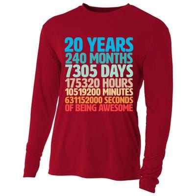 20 Years Of Being Awesome 20th Birthday Time Breakdown Cooling Performance Long Sleeve Crew