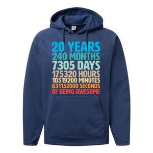 20 Years Of Being Awesome 20th Birthday Time Breakdown Performance Fleece Hoodie