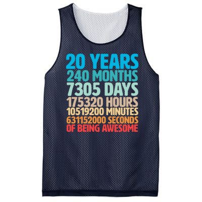 20 Years Of Being Awesome 20th Birthday Time Breakdown Mesh Reversible Basketball Jersey Tank