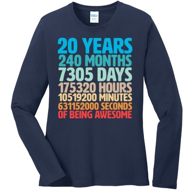 20 Years Of Being Awesome 20th Birthday Time Breakdown Ladies Long Sleeve Shirt