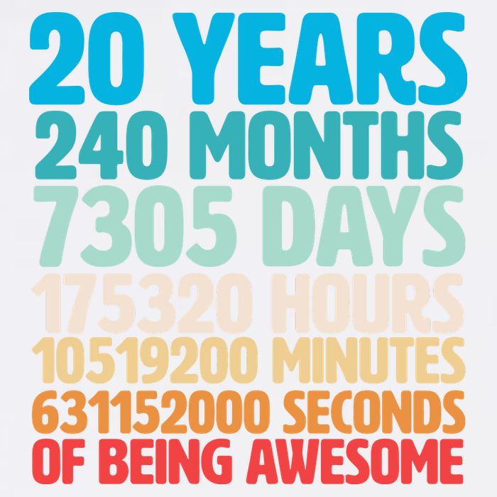 20 Years Of Being Awesome 20th Birthday Time Breakdown Garment-Dyed Sweatshirt
