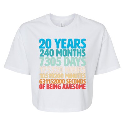 20 Years Of Being Awesome 20th Birthday Time Breakdown Bella+Canvas Jersey Crop Tee