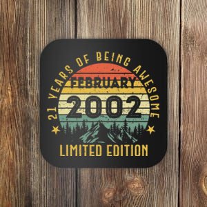 21 Years Old Gift Awesome Since February 2002 21st Bday Coaster