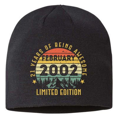 21 Years Old Gift Awesome Since February 2002 21st Bday Sustainable Beanie