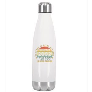 21 Years Old Gift Awesome Since February 2002 21st Bday Stainless Steel Insulated Water Bottle