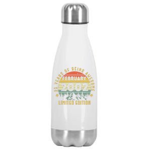 21 Years Old Gift Awesome Since February 2002 21st Bday Stainless Steel Insulated Water Bottle