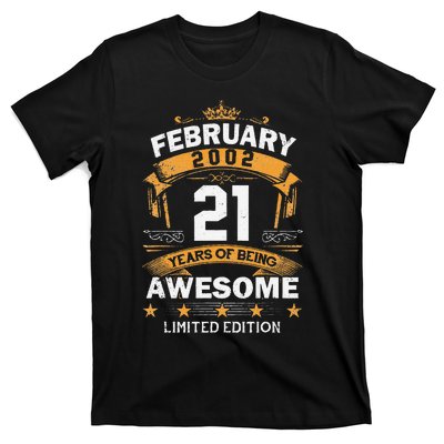 21 Years Old Gift Vintage February 2002 21st Birthday T-Shirt