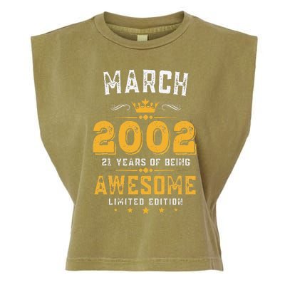 21 Years Old Gifts Vintage March 2002 21st Birthday Garment-Dyed Women's Muscle Tee