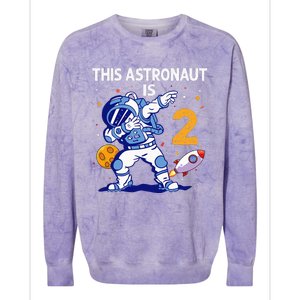 2 Years Old Birthday Gifts Astronaut 2nd Birthday Colorblast Crewneck Sweatshirt