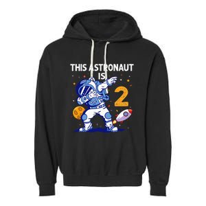 2 Years Old Birthday Gifts Astronaut 2nd Birthday Garment-Dyed Fleece Hoodie