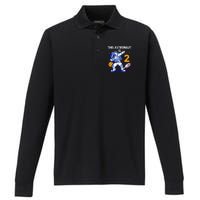 2 Years Old Birthday Gifts Astronaut 2nd Birthday Performance Long Sleeve Polo