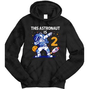 2 Years Old Birthday Gifts Astronaut 2nd Birthday Tie Dye Hoodie