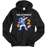 2 Years Old Birthday Gifts Astronaut 2nd Birthday Tie Dye Hoodie