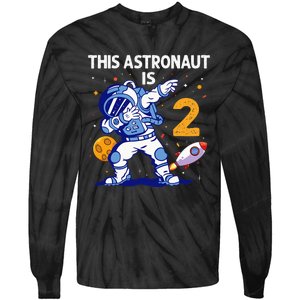 2 Years Old Birthday Gifts Astronaut 2nd Birthday Tie-Dye Long Sleeve Shirt