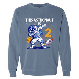 2 Years Old Birthday Gifts Astronaut 2nd Birthday Garment-Dyed Sweatshirt