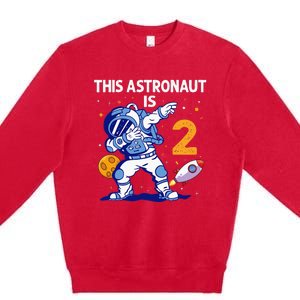 2 Years Old Birthday Gifts Astronaut 2nd Birthday Premium Crewneck Sweatshirt