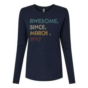 25 Year Old Awesome Since March 1997 Gifts 25th Birthday Womens Cotton Relaxed Long Sleeve T-Shirt