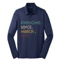 25 Year Old Awesome Since March 1997 Gifts 25th Birthday Silk Touch Performance Long Sleeve Polo