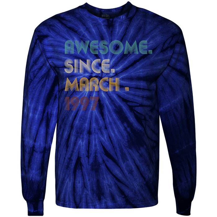 25 Year Old Awesome Since March 1997 Gifts 25th Birthday Tie-Dye Long Sleeve Shirt