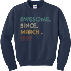 25 Year Old Awesome Since March 1997 Gifts 25th Birthday Kids Sweatshirt