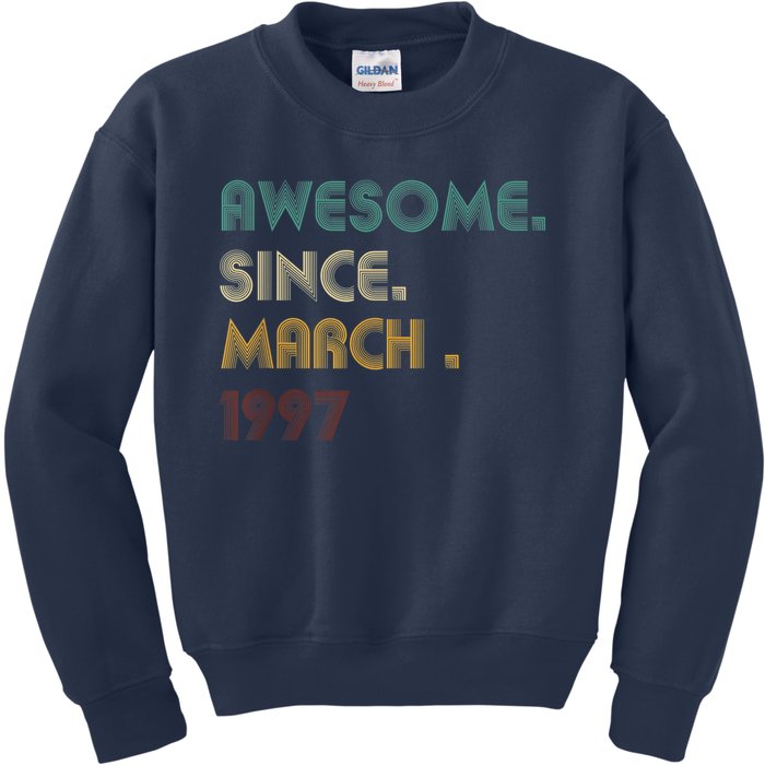 25 Year Old Awesome Since March 1997 Gifts 25th Birthday Kids Sweatshirt