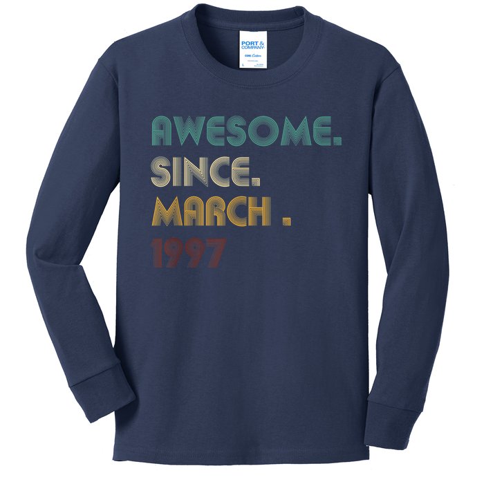 25 Year Old Awesome Since March 1997 Gifts 25th Birthday Kids Long Sleeve Shirt